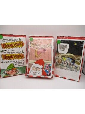 Vintage 1996 Cartoon Christmas Novelty Gift Boxes Set Lot of 3 Adult Booze Open